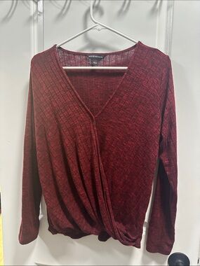 Rock & Republic Burgundy Twist-Front Long Sleeve Top